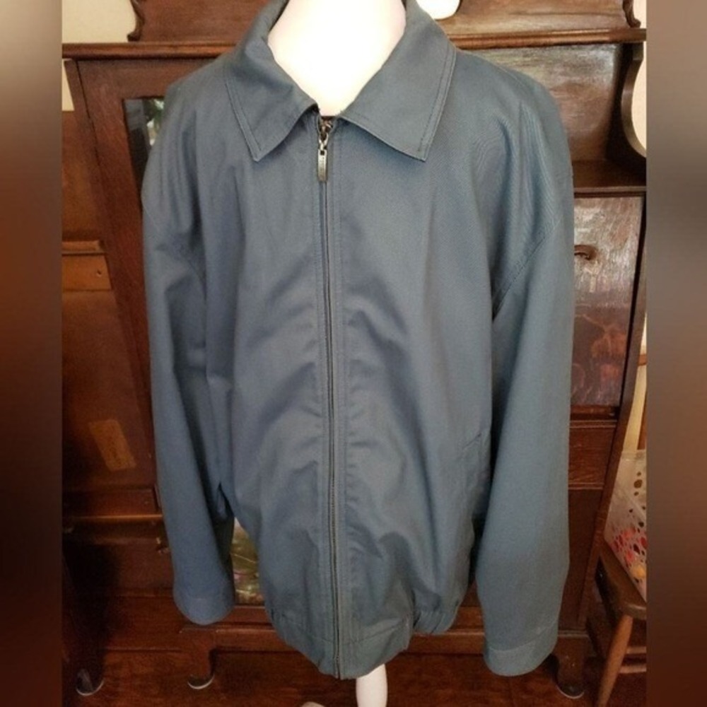 Roundtree & Yorke Casuals Mens XL Blue Gray Cotton Harrington Jacket Full Zip